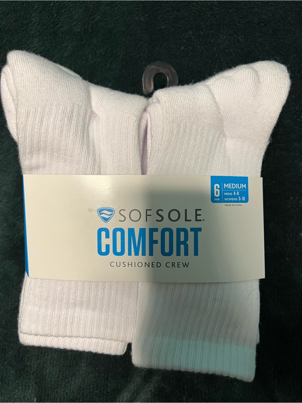 Comfort Cushioned Crew Socks - White (6 Pack)
